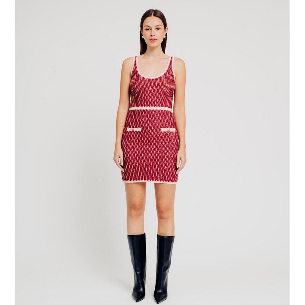 Aqua Pink Textured Knit Dress Size Large New